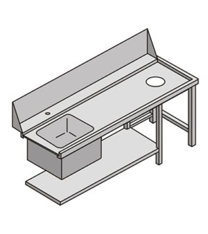 TVS180FX TABLE AVEC EVIER ET TROU ENTREE FRONTALE